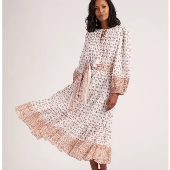 Cleobella | Dresses | Cleobella Blakely Floral Long Sleeve Dress Size  Medium Brownspink | Poshmark